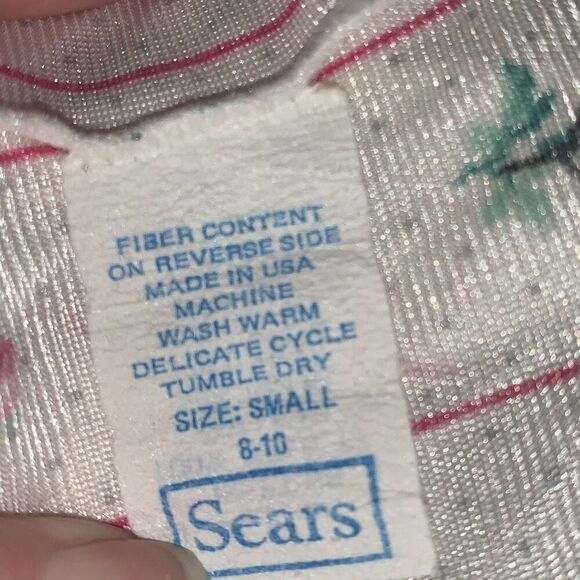 Vintage Sears Slip Dress Nylon Shiny Nightgown Lingerie Floral Stripe Size Small - Picture 14 of 15
